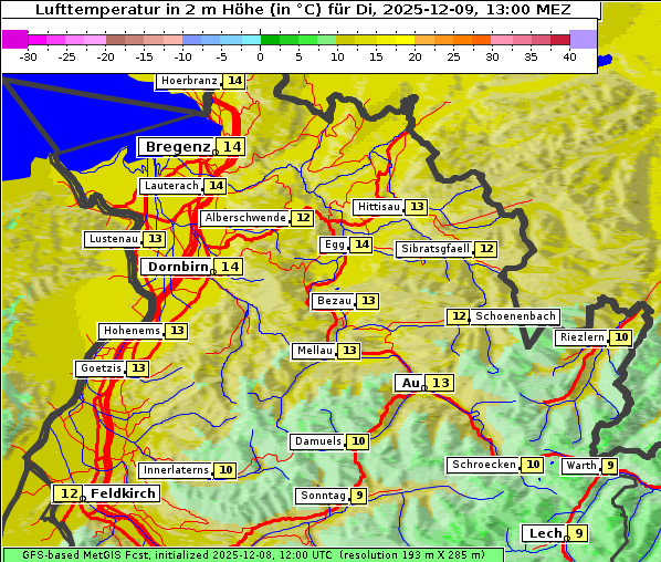 Temperatur, 9. 12. 2025