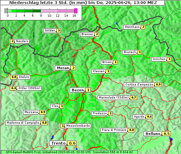 Niederschlag, 26. 6. 2025
