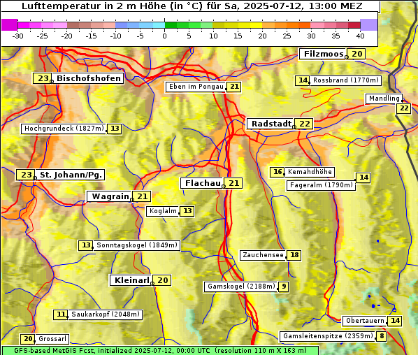 Temperatur, 12. 7. 2025