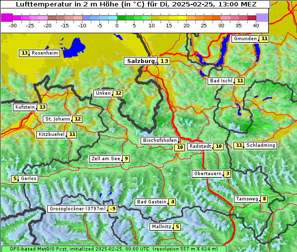 Temperatur, 25. 2. 2025