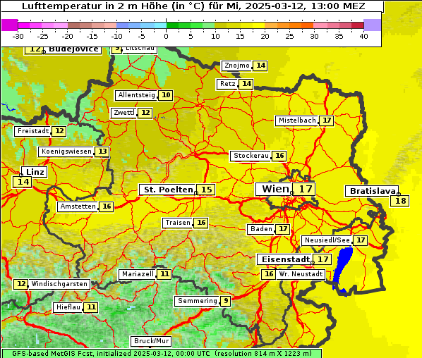 Temperatur, 12. 3. 2025