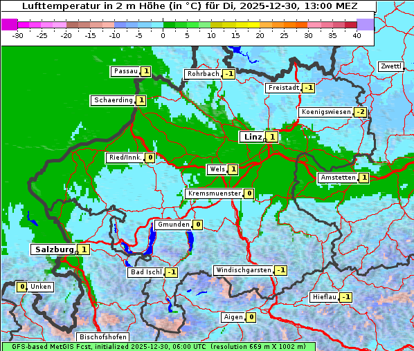 Temperatur, 30. 12. 2025