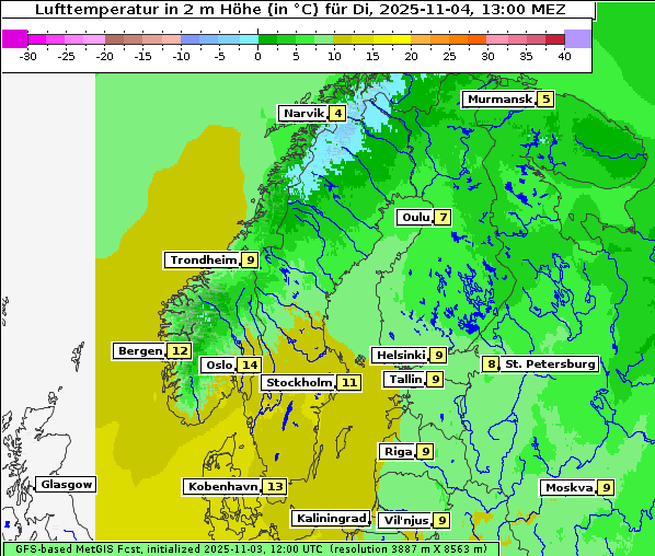 Temperatur, 4. 11. 2025