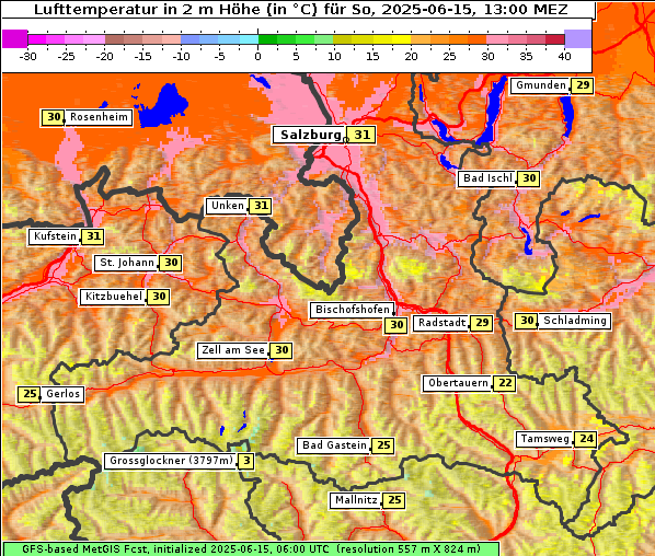 Temperatur, 15. 6. 2025