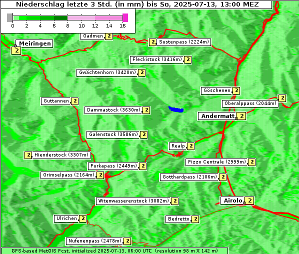 Niederschlag, 13. 7. 2025