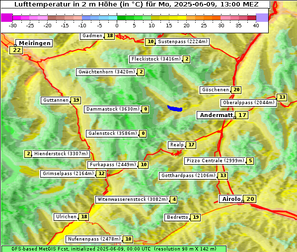 Temperatur, 9. 6. 2025