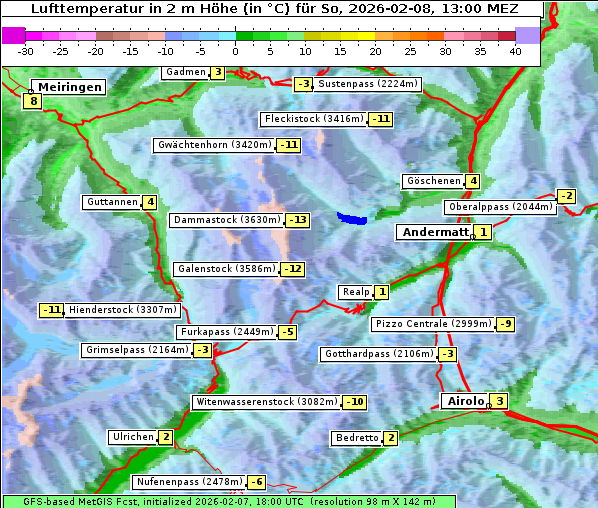 Temperatur, 8. 2. 2026