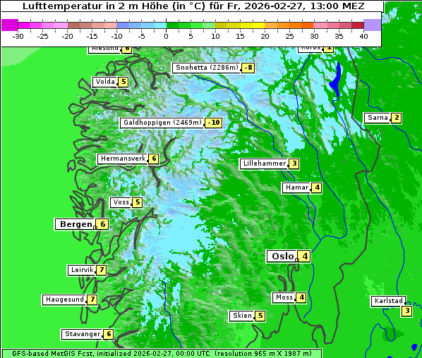 Temperatur, 27. 2. 2026