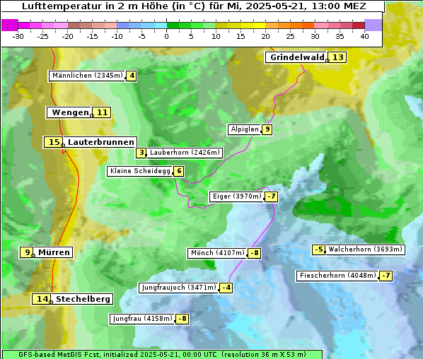 Temperatur, 21. 5. 2025