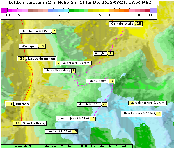 Temperatur, 21. 8. 2025