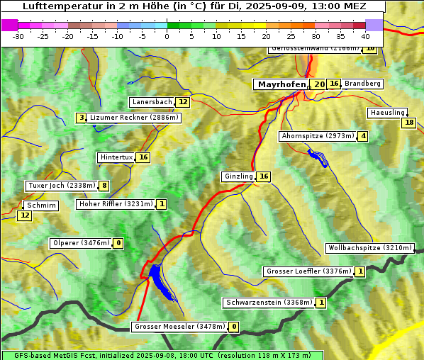 Temperatur, 9. 9. 2025