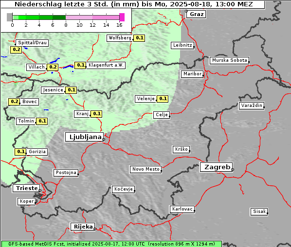 Niederschlag, 18. 8. 2025