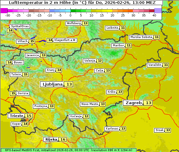 Temperatur, 26. 2. 2026
