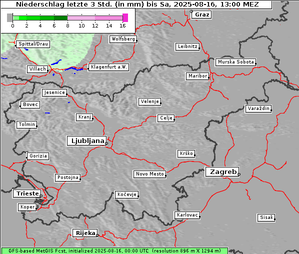 Niederschlag, 16. 8. 2025