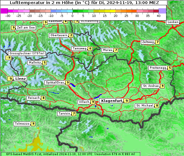 Temperatur, 19. 11. 2024