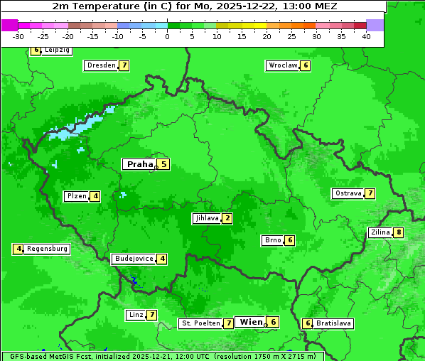 Temperatur, 22. 12. 2025