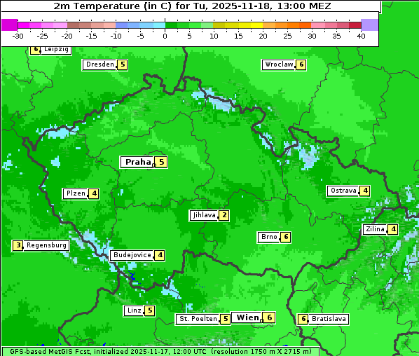 Temperatur, 18. 11. 2025