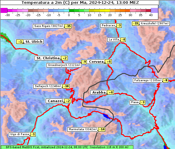 Temperatur, 24. 12. 2024