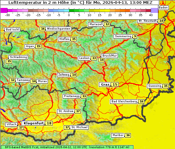Temperatur, 13. 4. 2026