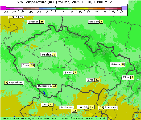 Temperatur, 10. 11. 2025