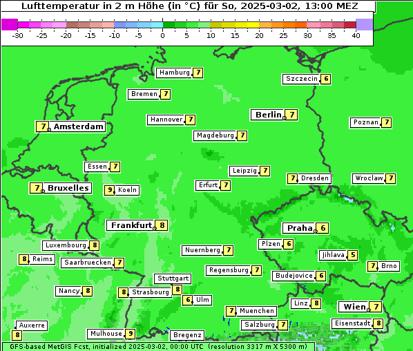 Temperatur, 2. 3. 2025