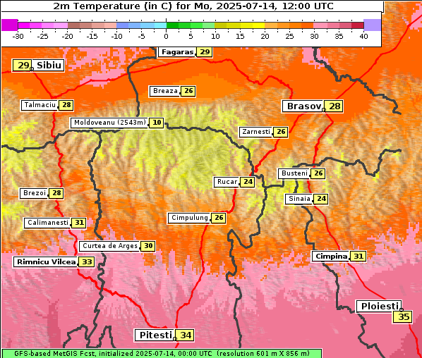 Temperatur, 14. 7. 2025