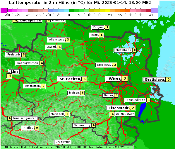 Temperatur, 14. 1. 2026
