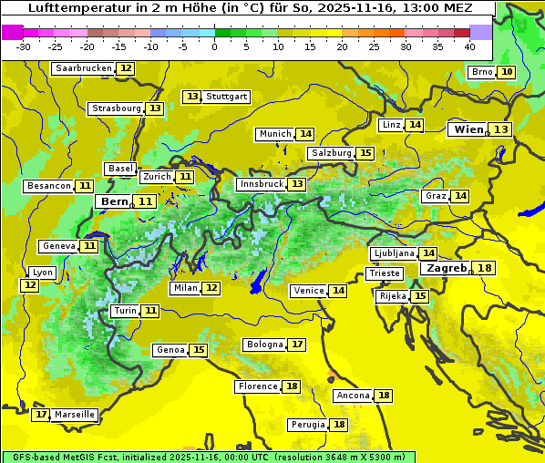 Temperatur, 16. 11. 2025