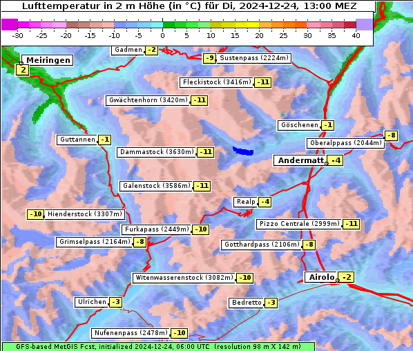 Temperatur, 24. 12. 2024