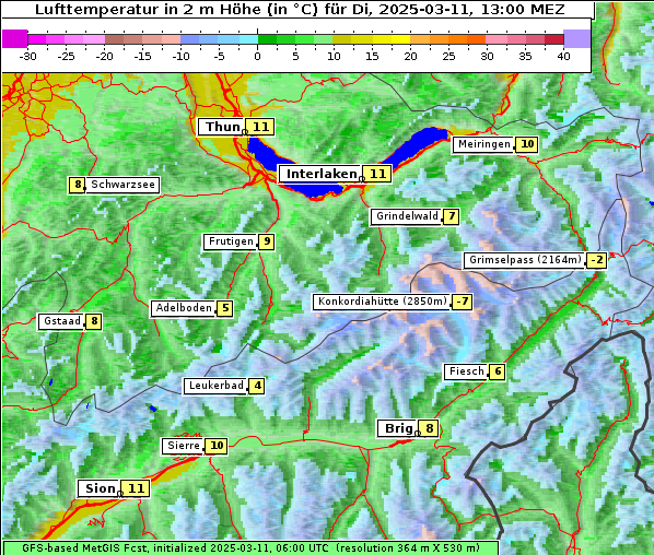 Temperatur, 11. 3. 2025