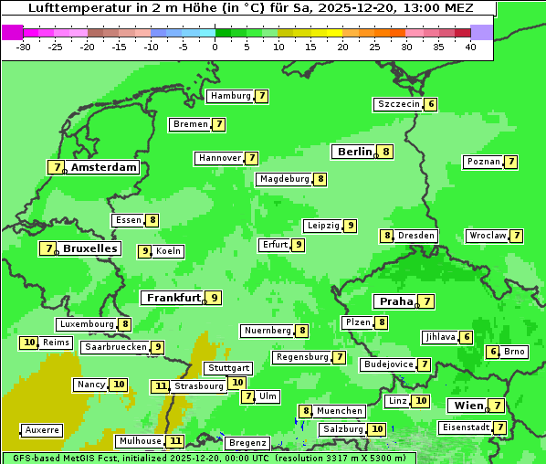 Temperatur, 20. 12. 2025
