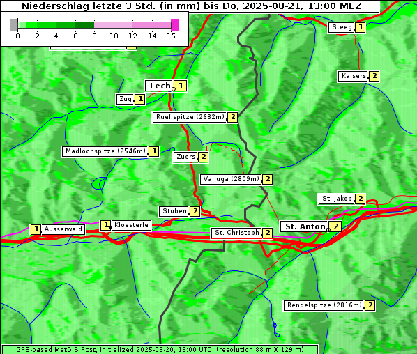 Niederschlag, 21. 8. 2025