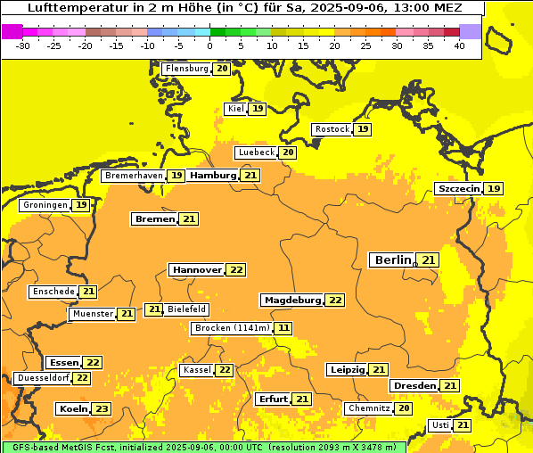 Temperatur, 6. 9. 2025