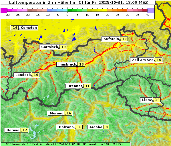 Temperatur, 31. 10. 2025