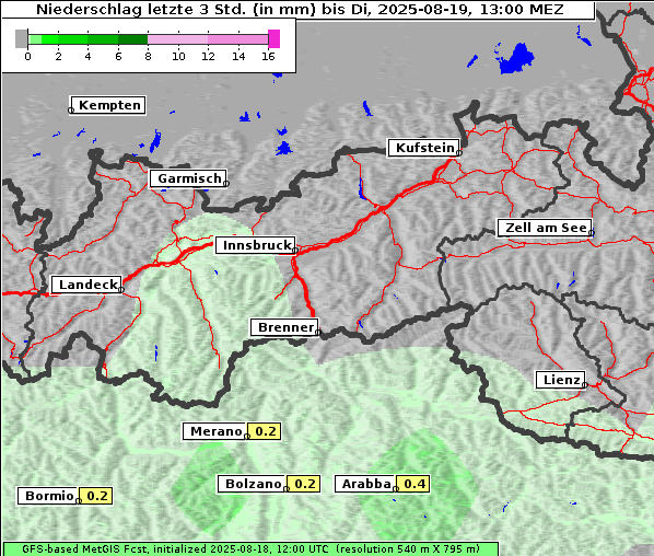 Niederschlag, 19. 8. 2025