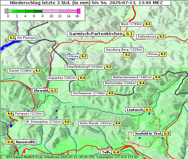 Niederschlag, 13. 7. 2025