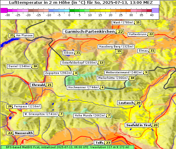 Temperatur, 13. 7. 2025