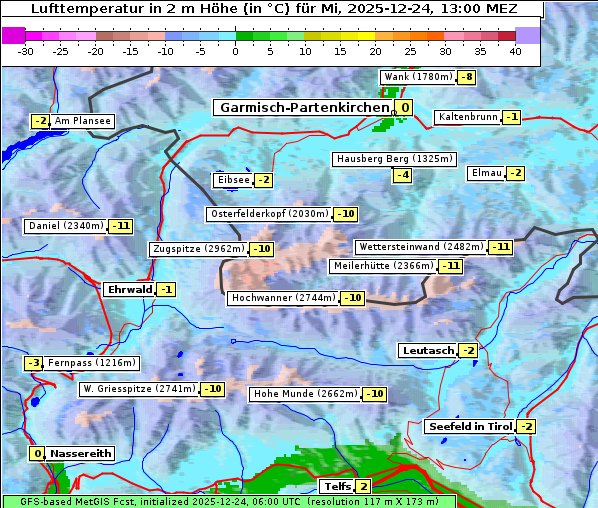 Temperatur, 24. 12. 2025