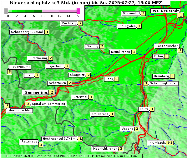 Niederschlag, 27. 7. 2025