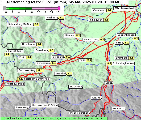 Niederschlag, 28. 7. 2025