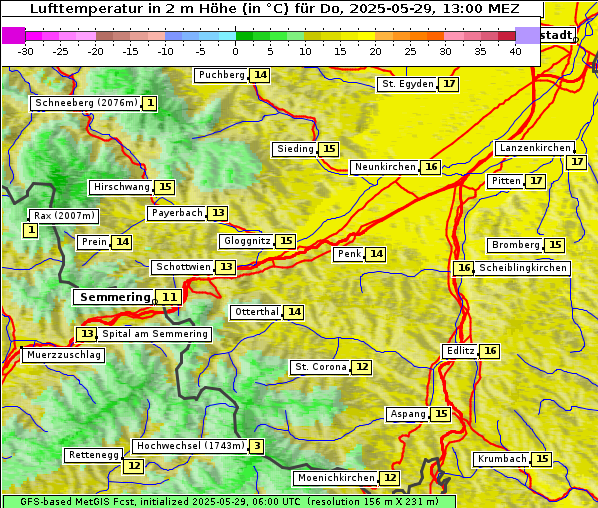 Temperatur, 29. 5. 2025
