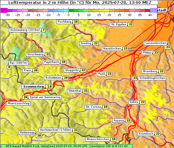 Temperatur, 28. 7. 2025