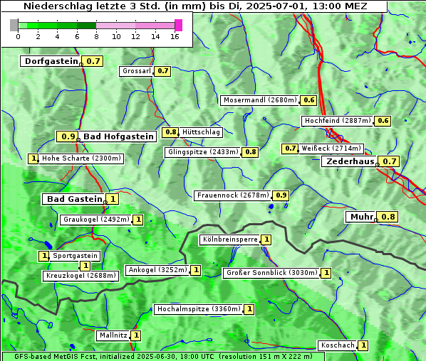 Niederschlag, 1. 7. 2025