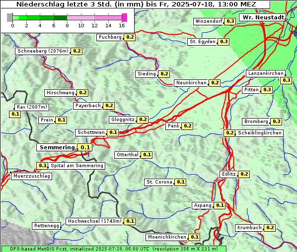 Niederschlag, 18. 7. 2025