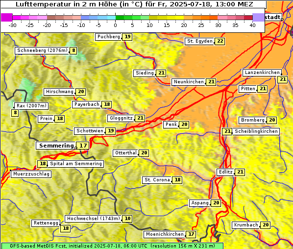 Temperatur, 18. 7. 2025