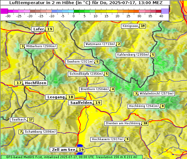 Temperatur, 17. 7. 2025