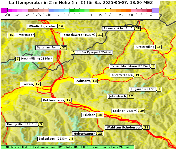 Temperatur, 7. 6. 2025