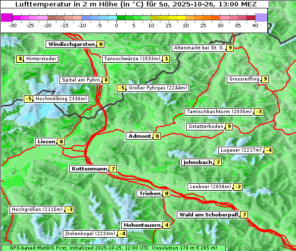 Temperatur, 26. 10. 2025