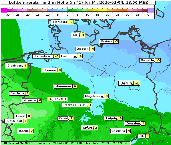 Temperatur, 4. 2. 2026