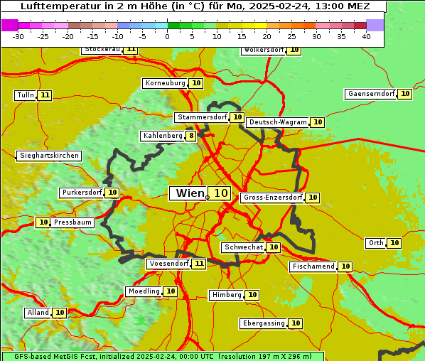 Temperatur, 24. 2. 2025